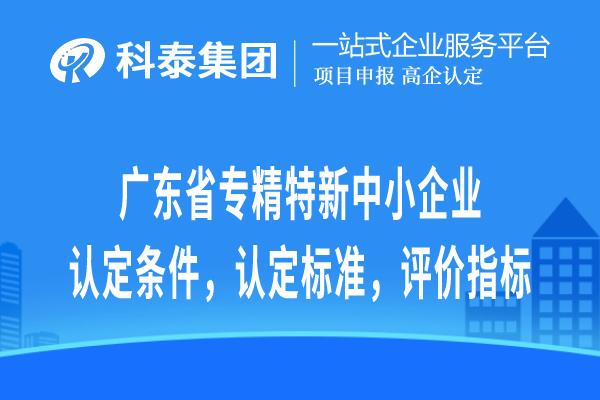 廣東省專精特新中小企業(yè)認定條件，認定標準，評價指標