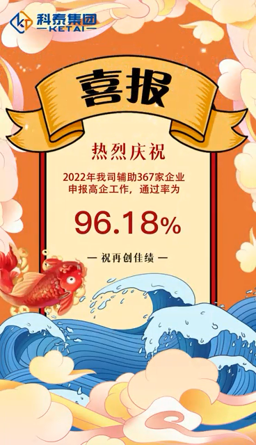 科泰集團(tuán)2022年輔助367家企業(yè)申報(bào)高新技術(shù)企業(yè)，通過率96.18%