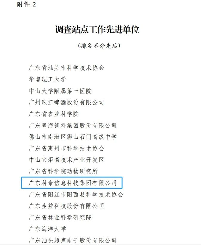 科泰集團榮獲“2023年度廣東省科技工作者狀況調(diào)查站點先進單位和先進個人”