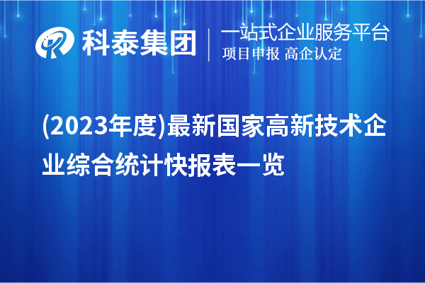 (2023年度)最新國家高新技術(shù)企業(yè)綜合統(tǒng)計快報表一覽