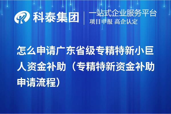 怎么申請廣東省級專精特新小巨人資金補助（專精特新資金補助申請流程）