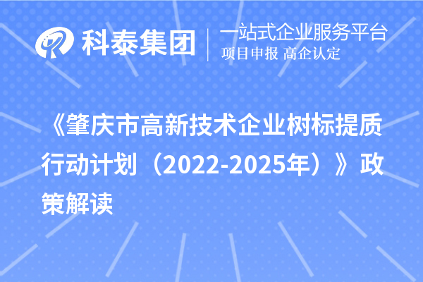 《肇慶市高新技術企業(yè)樹標提質行動計劃（2022-2025年）》政策解讀