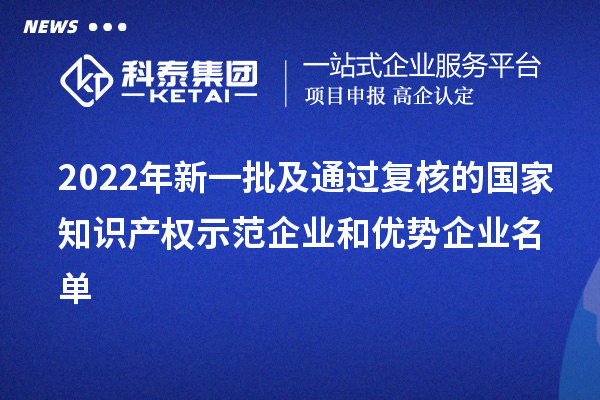 2022年新一批及通過復(fù)核的國家知識產(chǎn)權(quán)示范企業(yè)和優(yōu)勢企業(yè)名單