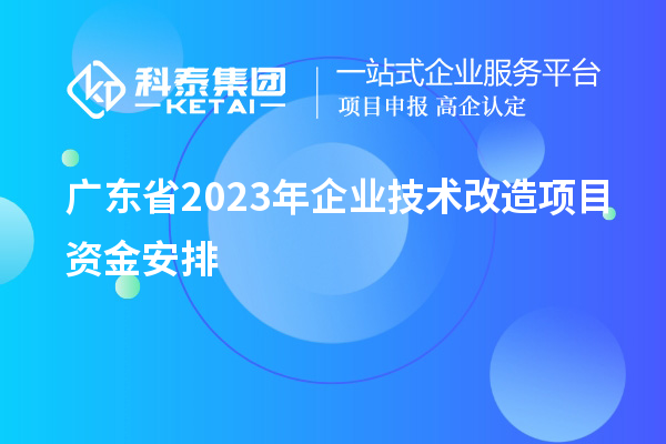 廣東省2023年企業(yè)技術(shù)改造項(xiàng)目資金安排