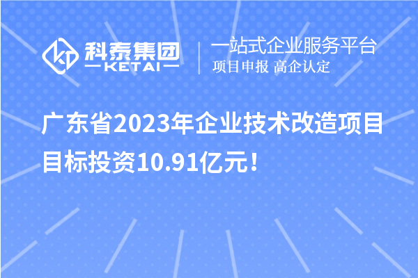 廣東省2023年企業(yè)技術(shù)改造項目目標(biāo)投資10.91億元！