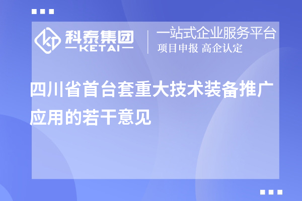 四川省首臺套重大技術(shù)裝備推廣應(yīng)用的若干意見