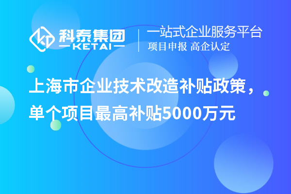 上海市企業(yè)技術(shù)改造補貼政策，單個項目最高補貼5000萬元