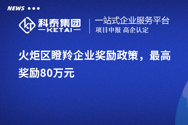 火炬區(qū)瞪羚企業(yè)獎勵政策，最高獎勵80萬元