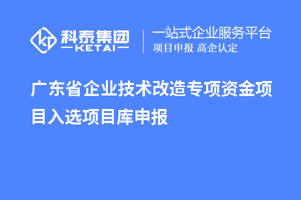 廣東省企業(yè)技術(shù)改造專項(xiàng)資金項(xiàng)目入選項(xiàng)目庫(kù)申報(bào)