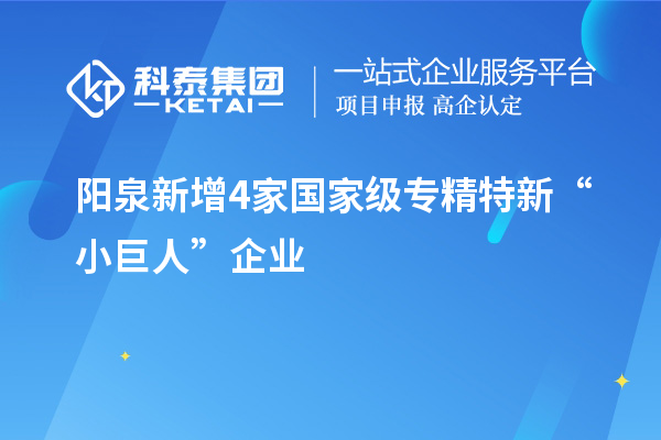 陽(yáng)泉新增4家國(guó)家級(jí)專精特新“小巨人”企業(yè)