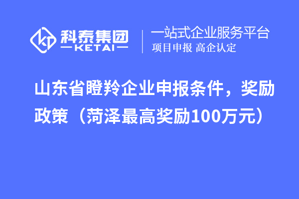 山東省瞪羚企業(yè)申報(bào)條件，獎勵政策（菏澤最高獎勵100萬元）