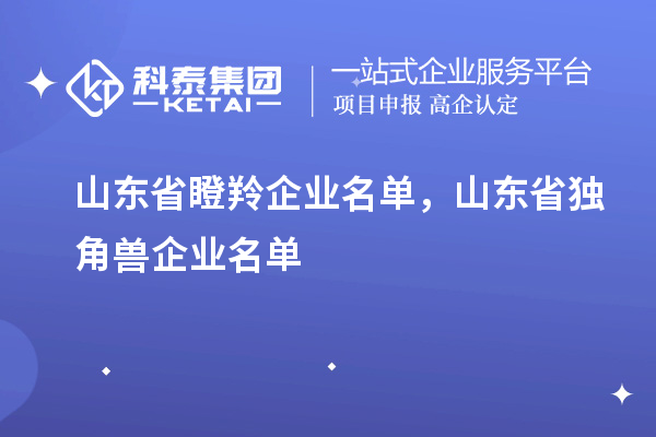 山東省瞪羚企業(yè)名單，山東省獨(dú)角獸企業(yè)名單