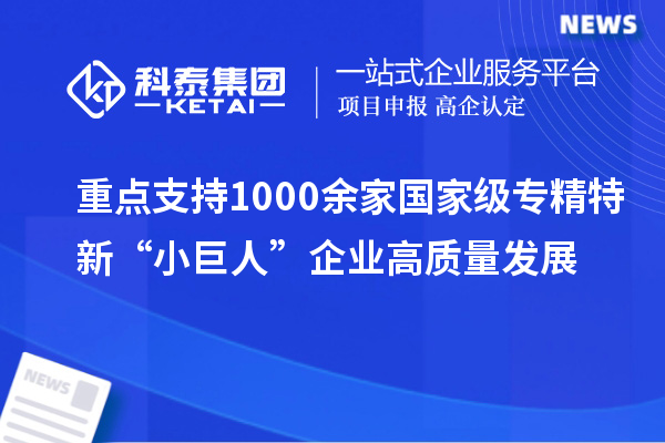 重點(diǎn)支持1000余家國(guó)家級(jí)專精特新“小巨人”企業(yè)高質(zhì)量發(fā)展