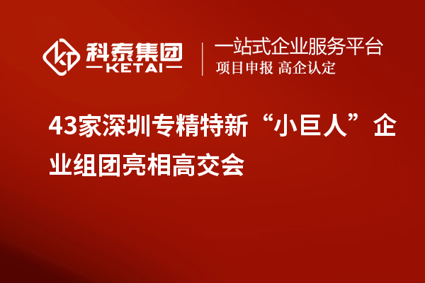 43家深圳專精特新“小巨人”企業(yè)組團(tuán)亮相高交會(huì)