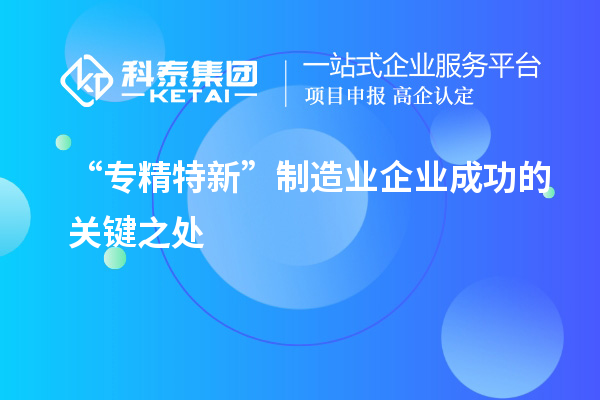 “專精特新”制造業(yè)企業(yè)成功的關(guān)鍵之處