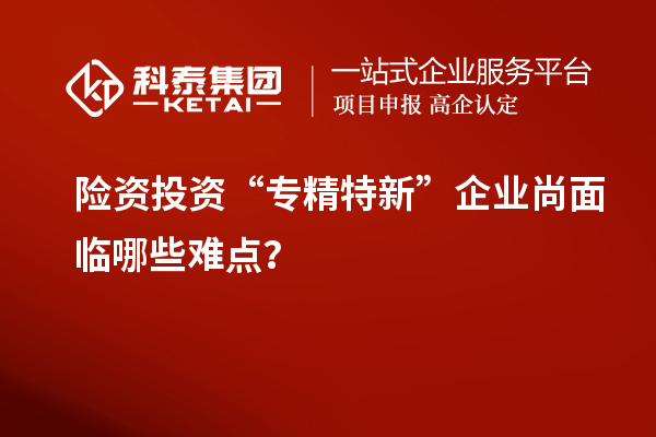 險資投資“專精特新”企業(yè)尚面臨哪些難點？