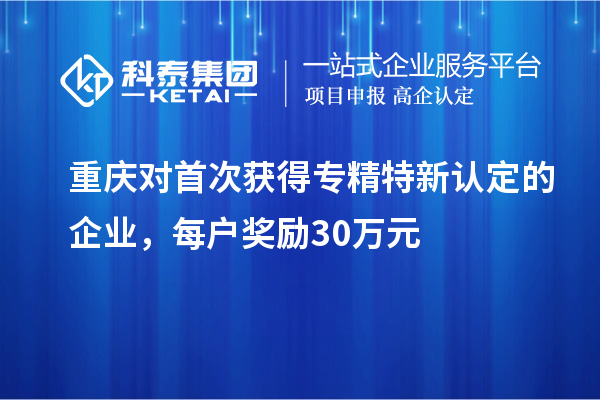 重慶對(duì)首次獲得專精特新認(rèn)定的企業(yè)，每戶獎(jiǎng)勵(lì)30萬元