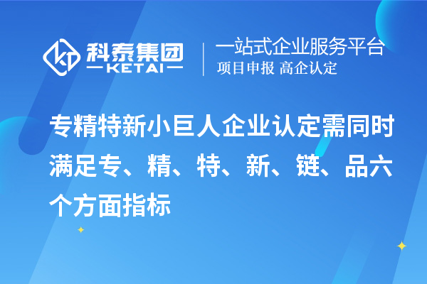 專精特新小巨人企業(yè)認(rèn)定需同時滿足專、精、特、 新、鏈、品六個方面指標(biāo)