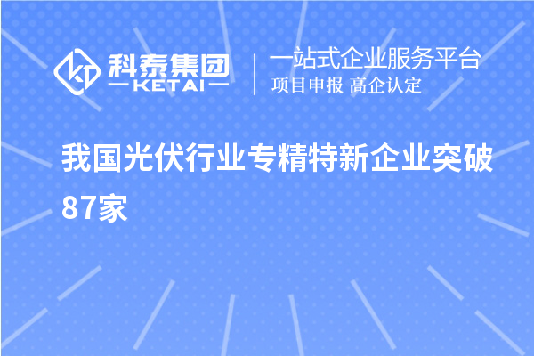 我國(guó)光伏行業(yè)專精特新企業(yè)突破87家