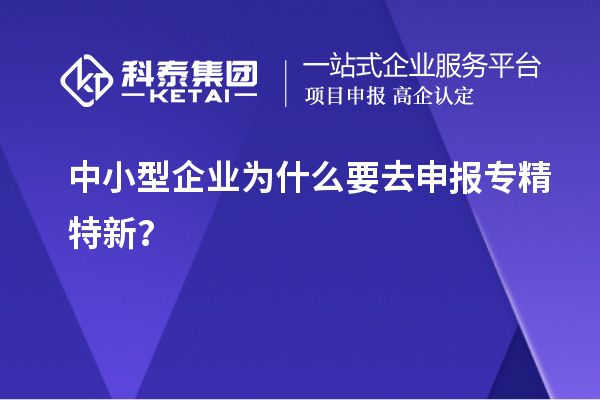 中小型企業(yè)為什么要去申報專精特新？