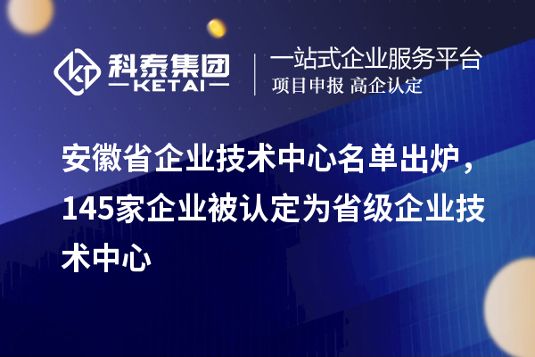 安徽省企業(yè)技術(shù)中心名單出爐，145家企業(yè)被認(rèn)定為省級企業(yè)技術(shù)中心