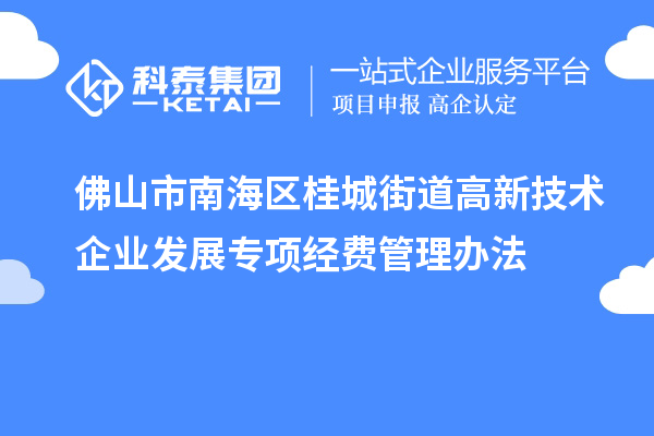 佛山市南海區(qū)桂城街道高新技術(shù)企業(yè)發(fā)展專項(xiàng)經(jīng)費(fèi)管理辦法