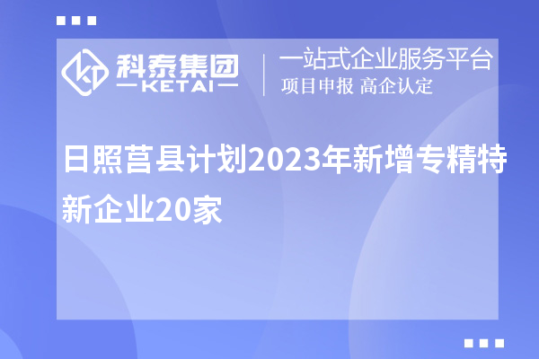 日照莒縣計(jì)劃2023年新增專精特新企業(yè)20家