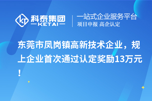 東莞市鳳崗鎮(zhèn)高新技術(shù)企業(yè)，規(guī)上企業(yè)首次通過(guò)認(rèn)定獎(jiǎng)勵(lì)13萬(wàn)元！