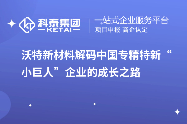 沃特新材料解碼中國專精特新“小巨人”企業(yè)的成長之路