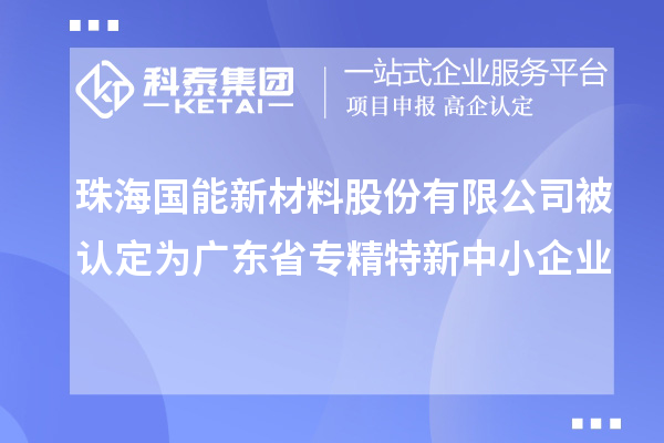 珠海國能新材料股份有限公司被認(rèn)定為廣東省專精特新中小企業(yè)