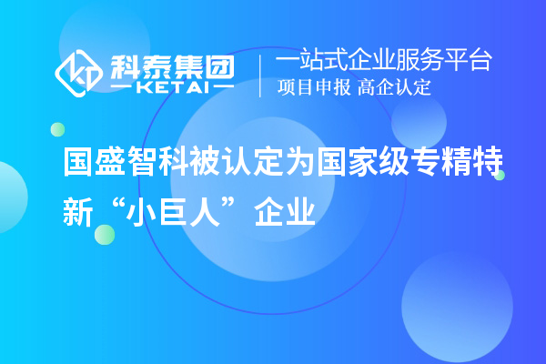 國(guó)盛智科被認(rèn)定為國(guó)家級(jí)專精特新“小巨人”企業(yè)