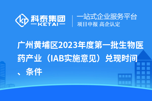 廣州黃埔區(qū)2023年度第一批生物醫(yī)藥產業(yè)（IAB實施意見）兌現(xiàn)時間、條件