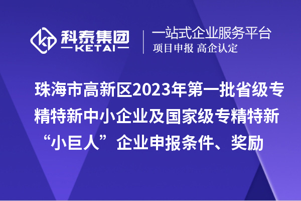 珠海市高新區(qū)2023年第一批省級專精特新中小企業(yè)及國家級專精特新“小巨人”企業(yè)申報條件、獎勵