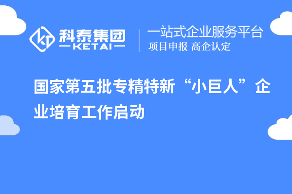 國家第五批專精特新“小巨人”企業(yè)培育工作啟動