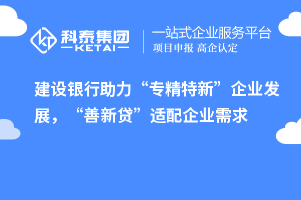 建設(shè)銀行助力“專精特新”企業(yè)發(fā)展，“善新貸”適配企業(yè)需求