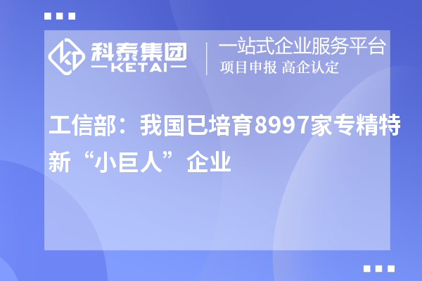 工信部：我國(guó)已培育8997家專(zhuān)精特新“小巨人”企業(yè)