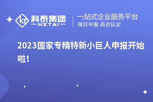 2023國(guó)家專(zhuān)精特新小巨人申報(bào)開(kāi)始啦！