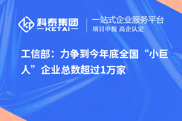 工信部：力爭到今年底全國“小巨人”企業(yè)總數(shù)超過1萬家