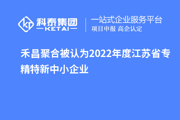 禾昌聚合被認(rèn)為2022年度江蘇省專(zhuān)精特新中小企業(yè)