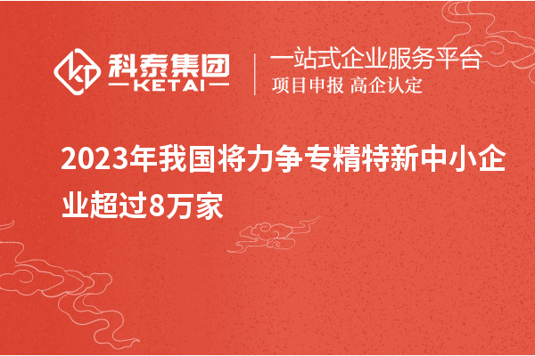 2023年我國將力爭(zhēng)專精特新中小企業(yè)超過8萬家