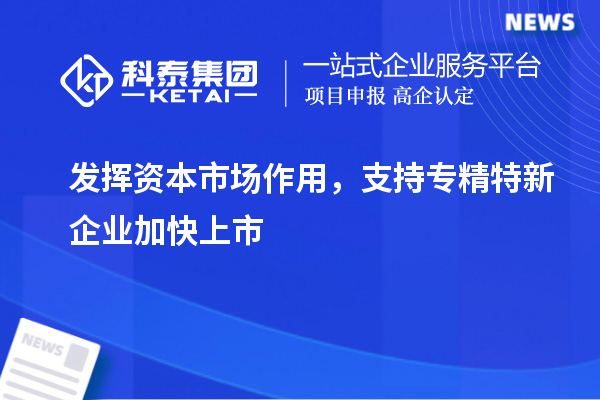 發(fā)揮資本市場(chǎng)作用，支持專精特新企業(yè)加快上市