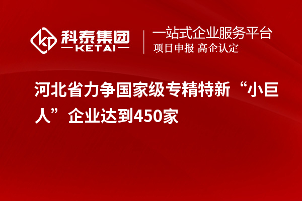 河北省力爭國家級專精特新“小巨人”企業(yè)達(dá)到450家