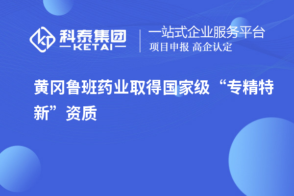 黃岡魯班藥業(yè)取得國家級“專精特新”資質(zhì)