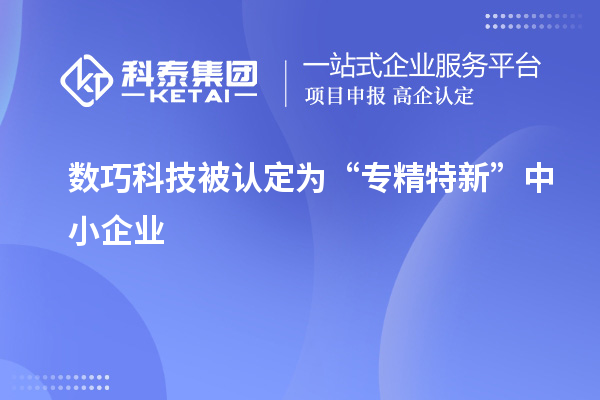 數(shù)巧科技被認(rèn)定為“專精特新”中小企業(yè)