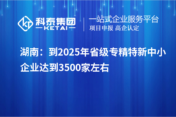 湖南：到2025年省級專精特新中小企業(yè)達到3500家左右