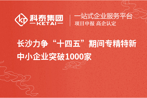 長沙力爭“十四五”期間專精特新中小企業(yè)突破1000家