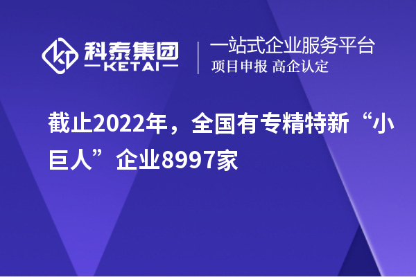 截止2022年，全國有專精特新“小巨人”企業(yè)8997家