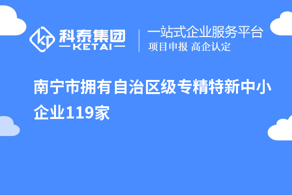 南寧市擁有自治區(qū)級(jí)專(zhuān)精特新中小企業(yè)119家