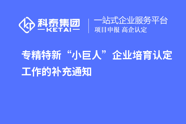 專精特新“小巨人”企業(yè)培育認定工作的補充通知