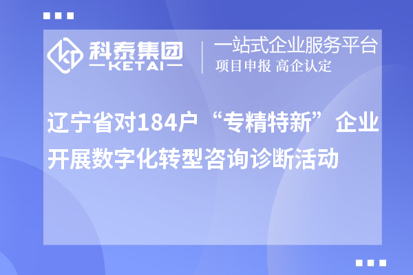 遼寧省對184戶“專精特新”企業(yè)開展數(shù)字化轉(zhuǎn)型咨詢診斷活動